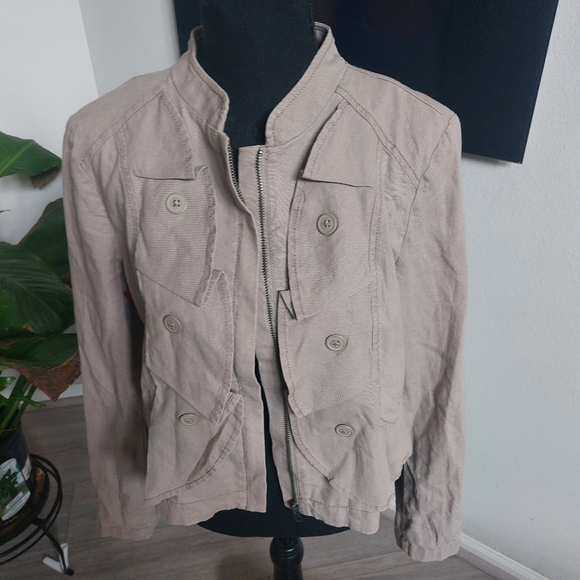 LOFT Ruffle Military Neru Jacket Linen Size Small - Picture 13 of 16